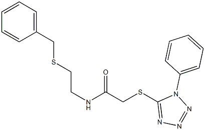 N-(2-benzylsulfanylethyl)-2-(1-phenyltetrazol-5-yl)sulfanylacetamide 구조식 이미지