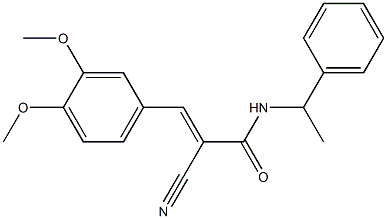 (E)-2-cyano-3-(3,4-dimethoxyphenyl)-N-(1-phenylethyl)prop-2-enamide Structure