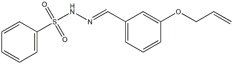 N-[(E)-(3-prop-2-enoxyphenyl)methylideneamino]benzenesulfonamide 구조식 이미지