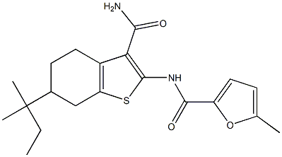 N-[3-carbamoyl-6-(2-methylbutan-2-yl)-4,5,6,7-tetrahydro-1-benzothiophen-2-yl]-5-methylfuran-2-carboxamide 구조식 이미지