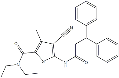 4-cyano-5-(3,3-diphenylpropanoylamino)-N,N-diethyl-3-methylthiophene-2-carboxamide Structure