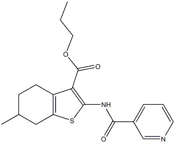 propyl 6-methyl-2-(pyridine-3-carbonylamino)-4,5,6,7-tetrahydro-1-benzothiophene-3-carboxylate 구조식 이미지