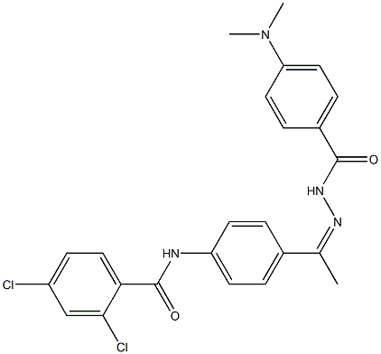 2,4-dichloro-N-[4-[(Z)-N-[[4-(dimethylamino)benzoyl]amino]-C-methylcarbonimidoyl]phenyl]benzamide 구조식 이미지