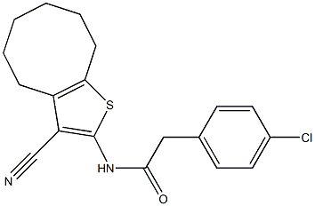 2-(4-chlorophenyl)-N-(3-cyano-4,5,6,7,8,9-hexahydrocycloocta[b]thiophen-2-yl)acetamide 구조식 이미지