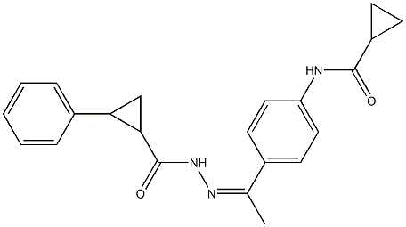 N-[(Z)-1-[4-(cyclopropanecarbonylamino)phenyl]ethylideneamino]-2-phenylcyclopropane-1-carboxamide Structure