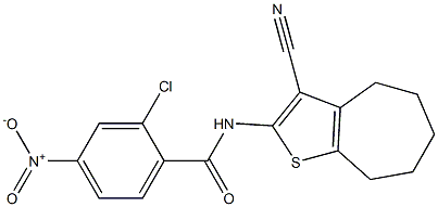 2-chloro-N-(3-cyano-5,6,7,8-tetrahydro-4H-cyclohepta[b]thiophen-2-yl)-4-nitrobenzamide 구조식 이미지