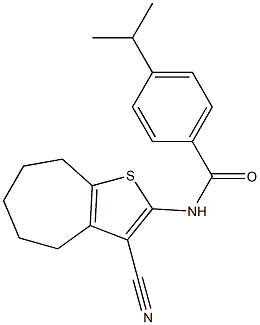 N-(3-cyano-5,6,7,8-tetrahydro-4H-cyclohepta[b]thiophen-2-yl)-4-propan-2-ylbenzamide 구조식 이미지