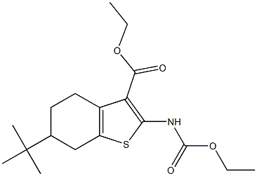 ethyl 6-tert-butyl-2-(ethoxycarbonylamino)-4,5,6,7-tetrahydro-1-benzothiophene-3-carboxylate 구조식 이미지