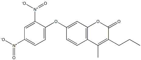 7-(2,4-dinitrophenoxy)-4-methyl-3-propylchromen-2-one Structure