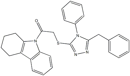 2-[(5-benzyl-4-phenyl-1,2,4-triazol-3-yl)sulfanyl]-1-(1,2,3,4-tetrahydrocarbazol-9-yl)ethanone 구조식 이미지