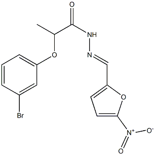 2-(3-bromophenoxy)-N-[(E)-(5-nitrofuran-2-yl)methylideneamino]propanamide Structure