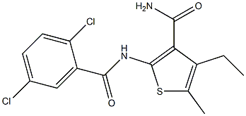 2-[(2,5-dichlorobenzoyl)amino]-4-ethyl-5-methylthiophene-3-carboxamide 구조식 이미지