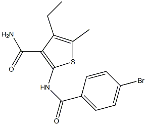 2-[(4-bromobenzoyl)amino]-4-ethyl-5-methylthiophene-3-carboxamide Structure