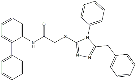 2-[(5-benzyl-4-phenyl-1,2,4-triazol-3-yl)sulfanyl]-N-(2-phenylphenyl)acetamide 구조식 이미지