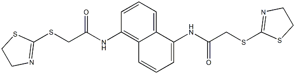 2-(4,5-dihydro-1,3-thiazol-2-ylsulfanyl)-N-[5-[[2-(4,5-dihydro-1,3-thiazol-2-ylsulfanyl)acetyl]amino]naphthalen-1-yl]acetamide 구조식 이미지
