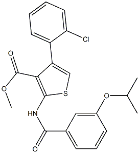 methyl 4-(2-chlorophenyl)-2-[(3-propan-2-yloxybenzoyl)amino]thiophene-3-carboxylate 구조식 이미지