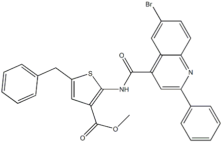 methyl 5-benzyl-2-[(6-bromo-2-phenylquinoline-4-carbonyl)amino]thiophene-3-carboxylate 구조식 이미지