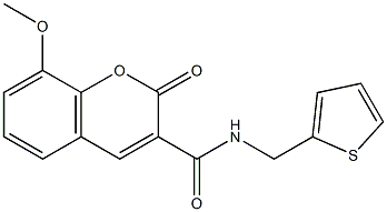 8-methoxy-2-oxo-N-(thiophen-2-ylmethyl)chromene-3-carboxamide 구조식 이미지