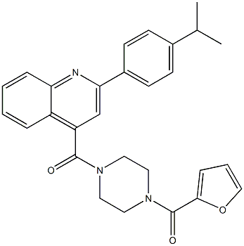 furan-2-yl-[4-[2-(4-propan-2-ylphenyl)quinoline-4-carbonyl]piperazin-1-yl]methanone 구조식 이미지