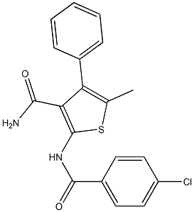 2-[(4-chlorobenzoyl)amino]-5-methyl-4-phenylthiophene-3-carboxamide 구조식 이미지