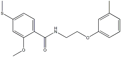2-methoxy-N-[2-(3-methylphenoxy)ethyl]-4-methylsulfanylbenzamide 구조식 이미지