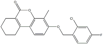 3-[(2-chloro-4-fluorophenyl)methoxy]-4-methyl-7,8,9,10-tetrahydrobenzo[c]chromen-6-one 구조식 이미지