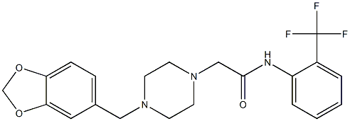 2-[4-(1,3-benzodioxol-5-ylmethyl)piperazin-1-yl]-N-[2-(trifluoromethyl)phenyl]acetamide 구조식 이미지