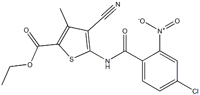 ethyl 5-[(4-chloro-2-nitrobenzoyl)amino]-4-cyano-3-methylthiophene-2-carboxylate 구조식 이미지