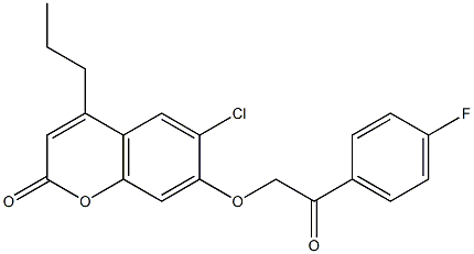 6-chloro-7-[2-(4-fluorophenyl)-2-oxoethoxy]-4-propylchromen-2-one Structure