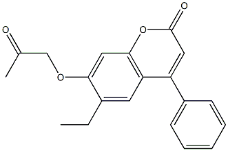 6-ethyl-7-(2-oxopropoxy)-4-phenylchromen-2-one 구조식 이미지