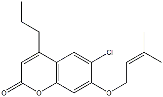 6-chloro-7-(3-methylbut-2-enoxy)-4-propylchromen-2-one 구조식 이미지