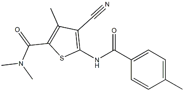 4-cyano-N,N,3-trimethyl-5-[(4-methylbenzoyl)amino]thiophene-2-carboxamide 구조식 이미지