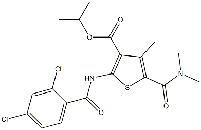 propan-2-yl 2-[(2,4-dichlorobenzoyl)amino]-5-(dimethylcarbamoyl)-4-methylthiophene-3-carboxylate 구조식 이미지