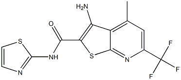 3-amino-4-methyl-N-(1,3-thiazol-2-yl)-6-(trifluoromethyl)thieno[2,3-b]pyridine-2-carboxamide 구조식 이미지