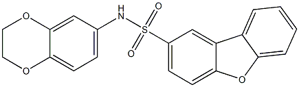 N-(2,3-dihydro-1,4-benzodioxin-6-yl)dibenzofuran-2-sulfonamide 구조식 이미지