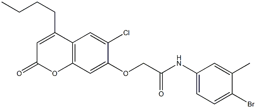 N-(4-bromo-3-methylphenyl)-2-(4-butyl-6-chloro-2-oxochromen-7-yl)oxyacetamide 구조식 이미지