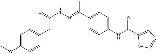 N-[4-[(E)-N-[[2-(4-methoxyphenyl)acetyl]amino]-C-methylcarbonimidoyl]phenyl]furan-2-carboxamide 구조식 이미지