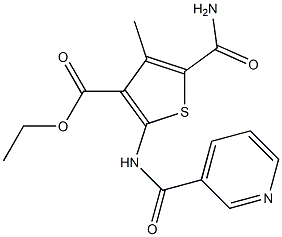 ethyl 5-carbamoyl-4-methyl-2-(pyridine-3-carbonylamino)thiophene-3-carboxylate Structure