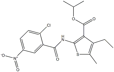 propan-2-yl 2-[(2-chloro-5-nitrobenzoyl)amino]-4-ethyl-5-methylthiophene-3-carboxylate 구조식 이미지