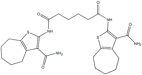 N,N'-bis(3-carbamoyl-5,6,7,8-tetrahydro-4H-cyclohepta[b]thiophen-2-yl)hexanediamide Structure