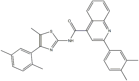 2-(3,4-dimethylphenyl)-N-[4-(2,5-dimethylphenyl)-5-methyl-1,3-thiazol-2-yl]quinoline-4-carboxamide 구조식 이미지