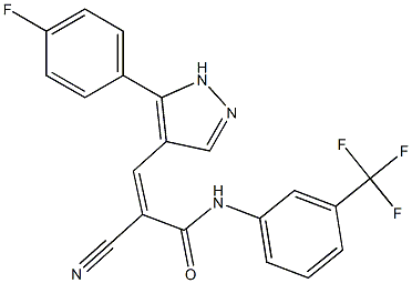 (Z)-2-cyano-3-[5-(4-fluorophenyl)-1H-pyrazol-4-yl]-N-[3-(trifluoromethyl)phenyl]prop-2-enamide 구조식 이미지