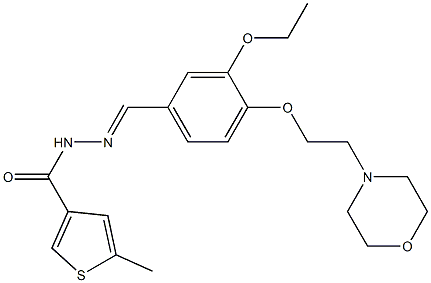 N-[(E)-[3-ethoxy-4-(2-morpholin-4-ylethoxy)phenyl]methylideneamino]-5-methylthiophene-3-carboxamide 구조식 이미지