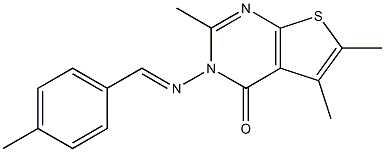 2,5,6-trimethyl-3-[(E)-(4-methylphenyl)methylideneamino]thieno[2,3-d]pyrimidin-4-one Structure