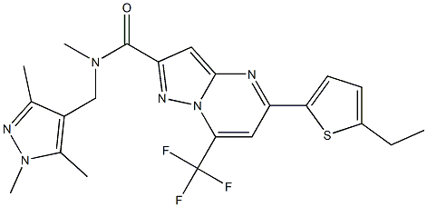 5-(5-ethylthiophen-2-yl)-N-methyl-7-(trifluoromethyl)-N-[(1,3,5-trimethylpyrazol-4-yl)methyl]pyrazolo[1,5-a]pyrimidine-2-carboxamide Structure