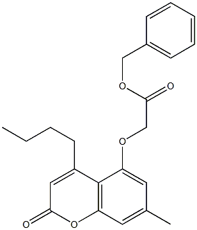 benzyl 2-(4-butyl-7-methyl-2-oxochromen-5-yl)oxyacetate 구조식 이미지