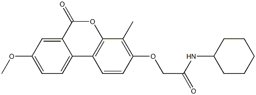 N-cyclohexyl-2-(8-methoxy-4-methyl-6-oxobenzo[c]chromen-3-yl)oxyacetamide 구조식 이미지