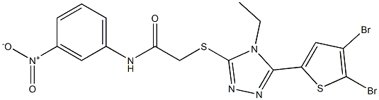 2-[[5-(4,5-dibromothiophen-2-yl)-4-ethyl-1,2,4-triazol-3-yl]sulfanyl]-N-(3-nitrophenyl)acetamide Structure