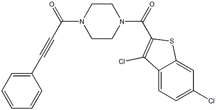 1-[4-(3,6-dichloro-1-benzothiophene-2-carbonyl)piperazin-1-yl]-3-phenylprop-2-yn-1-one Structure