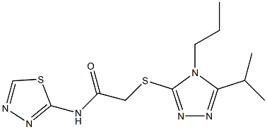 2-[(5-propan-2-yl-4-propyl-1,2,4-triazol-3-yl)sulfanyl]-N-(1,3,4-thiadiazol-2-yl)acetamide Structure